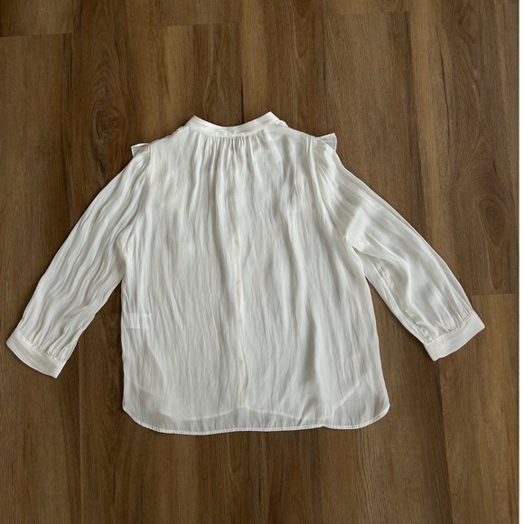 Zadig & Voltaire Tygg Satin Ruffle flounce Blouse White Womens Size M Luxury - Picture 3 of 8